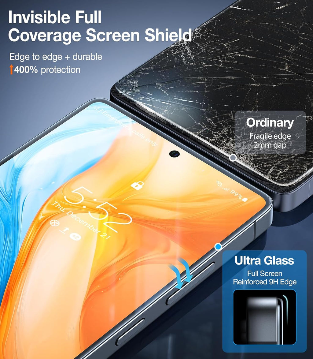 Screen Protector with Fast & Easy install kit for Samsung Galaxy S24 Ultra-S24-S24+ Finger Print Reader Compatible, Clear 9H Tempered Glass Film, Anti Scratch, Dust-Bubble-Free