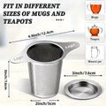 Tea Accessory Set Cup Mug Strainer Teapot 304 Stainless Steel Tea Basket with Lid Extra Fine Mesh Strainer Brewing Basket for Loose Leaf Tea Filter Double Handle Silver Mesh Eco Friendly