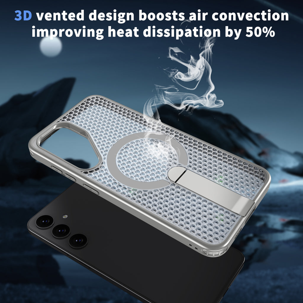 Samsung Galaxy S24 Magnetic Heat Dissipatio case for Samsung Galaxy, for Wireless Charging, Cooling Drop Protection, Adjustable Kickstand case, Ice Armour Cool Matte Material
