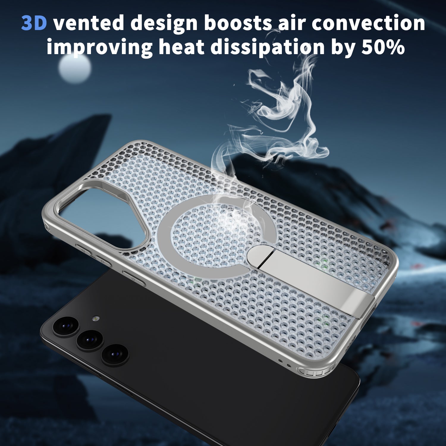 Samsung Galaxy S24 Magnetic Heat Dissipatio case for Samsung Galaxy, for Wireless Charging, Cooling Drop Protection, Adjustable Kickstand case, Ice Armour Cool Matte Material