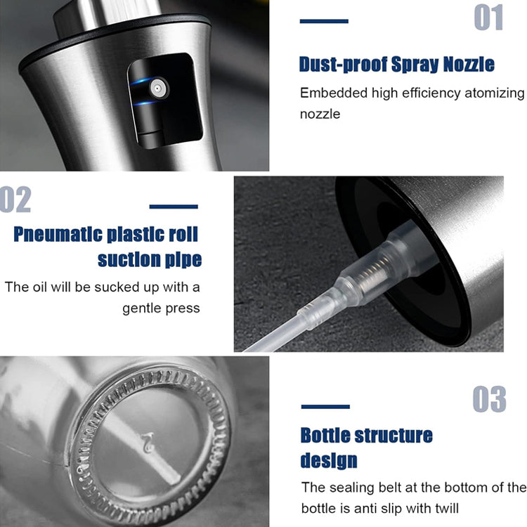 470ml Olive Oil Sprayer, Stainless Steel Oil Sprayer For Cooking, Food Grade Pressurized Oil Mister Portable Glass Oil Sprayer For Barbecue/Salad Making/Baking/Frying (Stainless steel oil spray can 470ml)