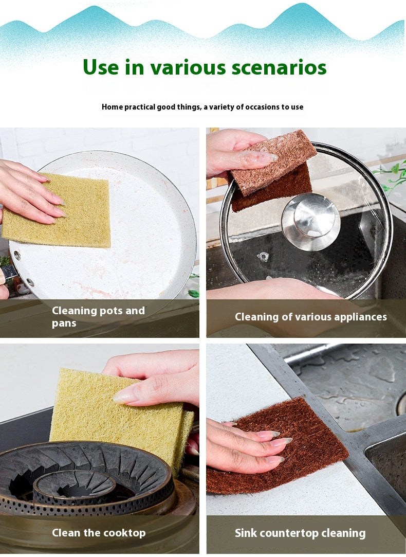 Microfiber Coconut Palm Brush Bowl Cleaning Cloth 0.8-0.9cm Thick Sisal Scouring Pad Dish Towel for Kitchen Household Use