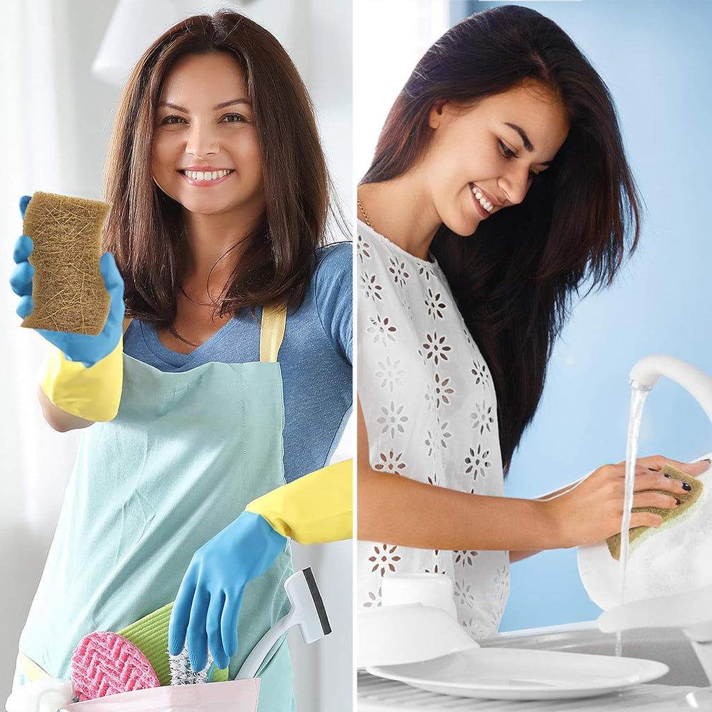 Biodegradable Eco-Friendly Kitchen Sponge Natural Compostable Cellulose Coconut Walnut Scrubber for Household Cleaning Dish High