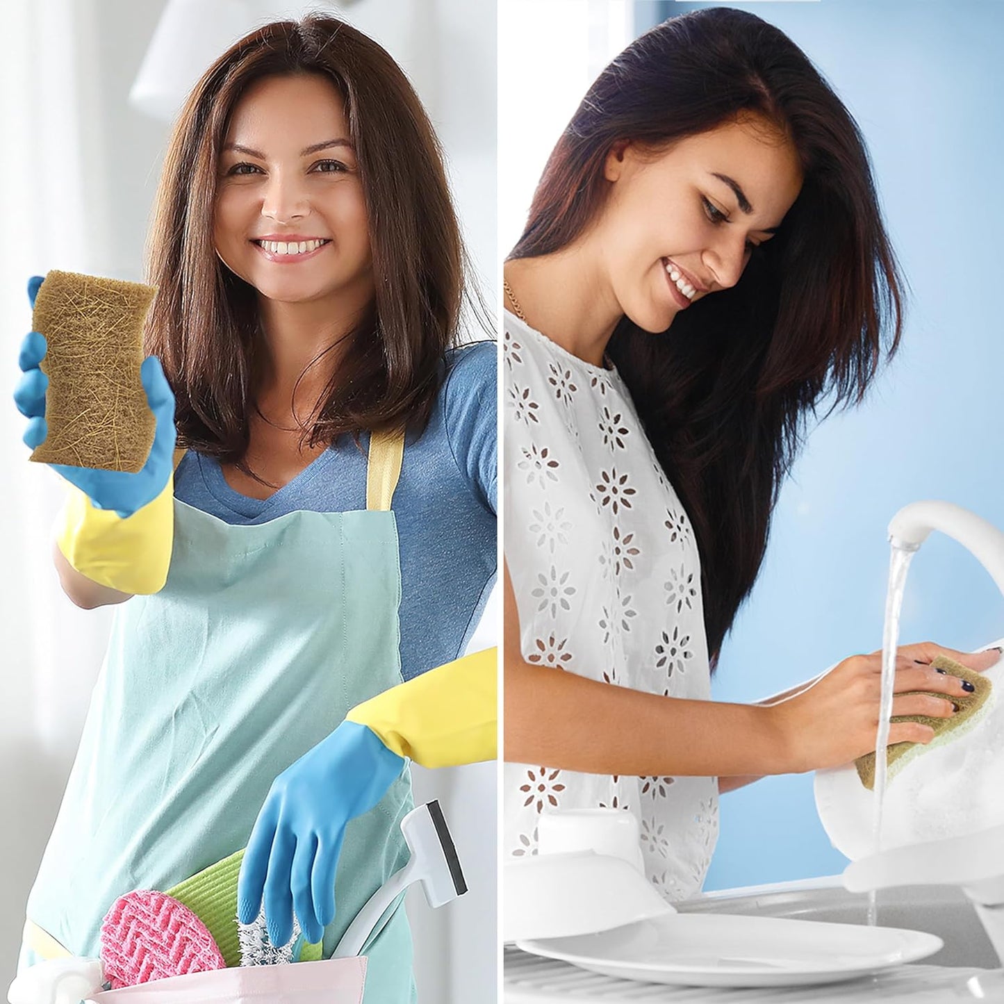 Biodegradable Eco-Friendly Kitchen Sponge Natural Compostable Cellulose Coconut Walnut Scrubber for Household Cleaning Dish High