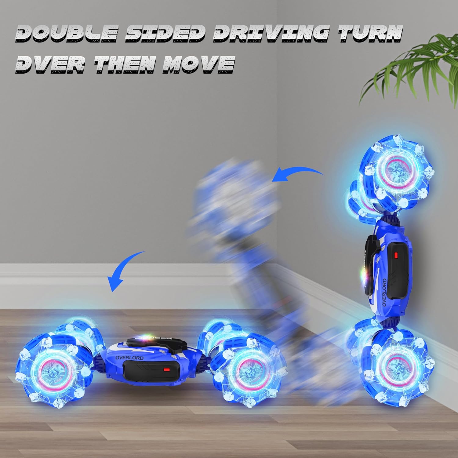 Remote Control Car for Kids, Gesture Sensing RC Stunt Car 4WD, 360° Rotating Transform Off-Road Twister Car, 2.4GHz Hand-Controlled RC Car with Lights & Drift Action for Boys & Girls