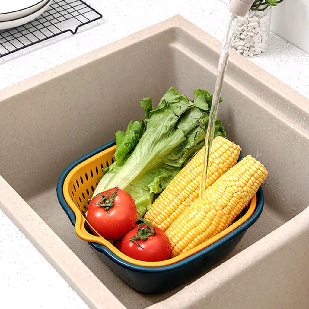 2-in-1Detachable Multi-layer Plastic Kitchen Food
Strainer Fruits Vegetable Washing Baskets Washing Bowl
Strainer Drain Basket