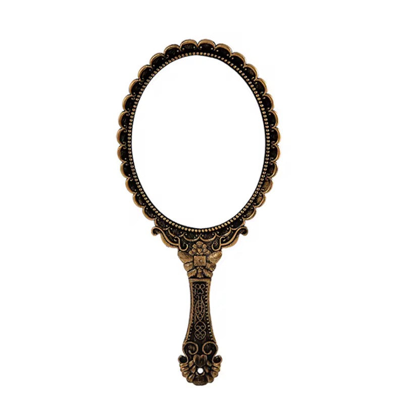 Hold Beauty—Frame Grace Vintage Handheld Mirror – Elegance in Every Detail Crafted with a sculpted plastic frame