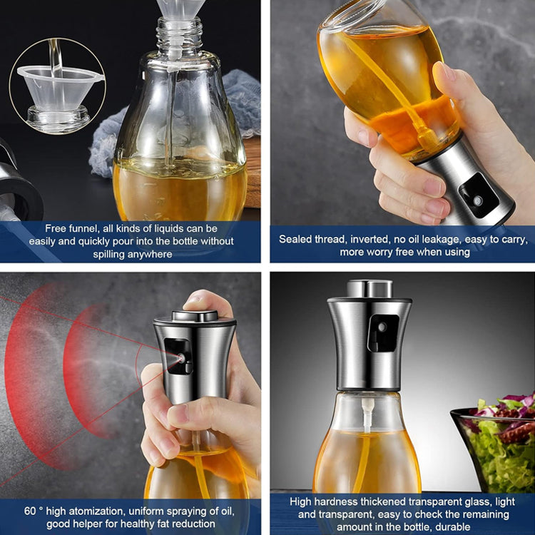 470ml Olive Oil Sprayer, Stainless Steel Oil Sprayer For Cooking, Food Grade Pressurized Oil Mister Portable Glass Oil Sprayer For Barbecue/Salad Making/Baking/Frying (Stainless steel oil spray can 470ml)