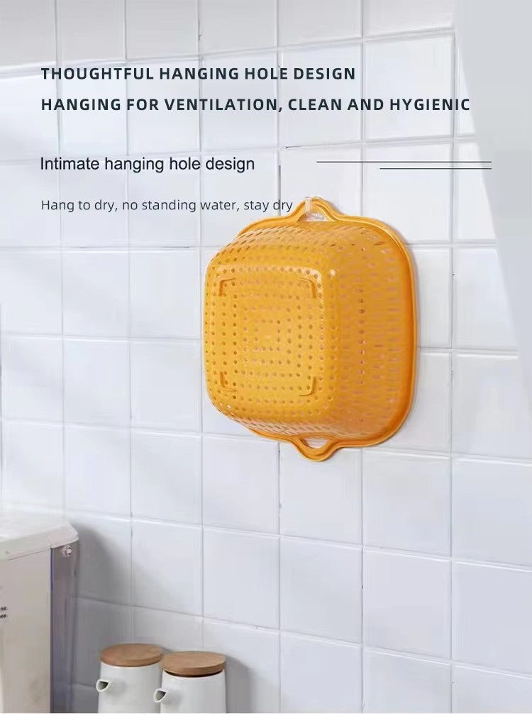 Vegetable Washing Baskets in The Kitchen Fruit Baskets Multi-layer Stackable Vegetable Sinks, Strainer and Washing Fruits and Vegetables Kitchen Colander Set (Blue Yellow)