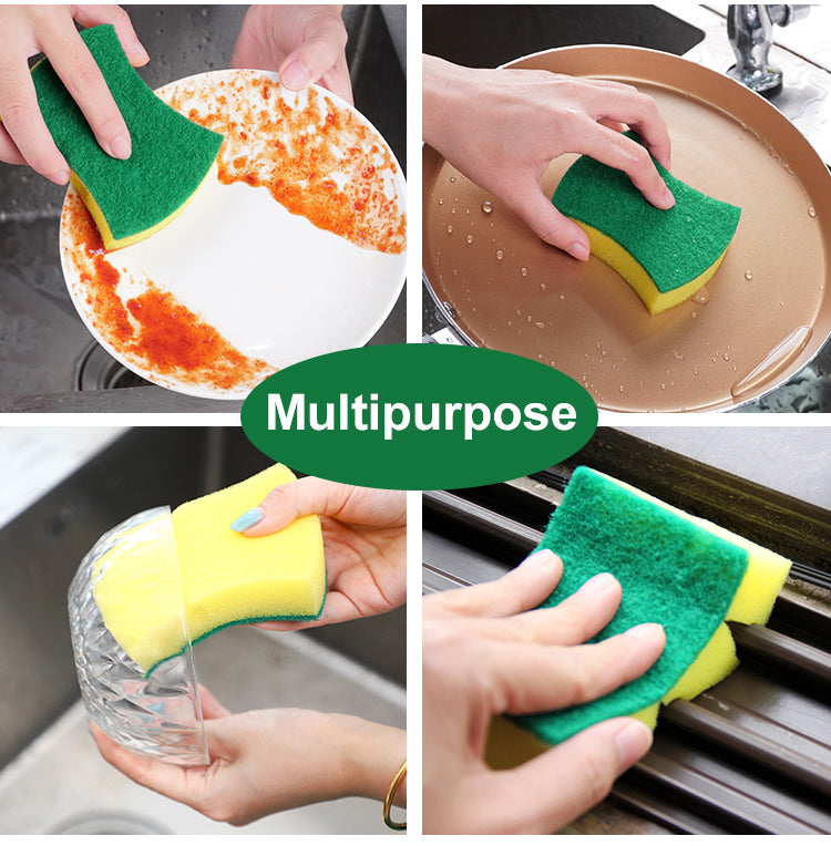 Kitchen Cleaning Sponge Dishes Pans Scrubbing Sponges Thick Foam Kitchen Bathroom Household Waist Shaped Polyester Sponge