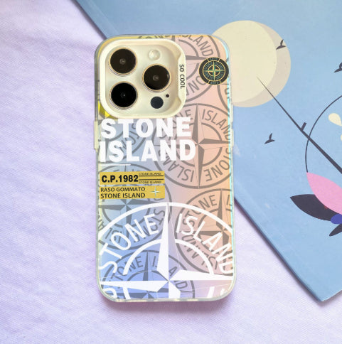 Fashion Colorful Stone Island Shockproof PC Label IMD Mobile Phone Case for iPhone 16 Plus / 16 Pro / 16 Pro Max case