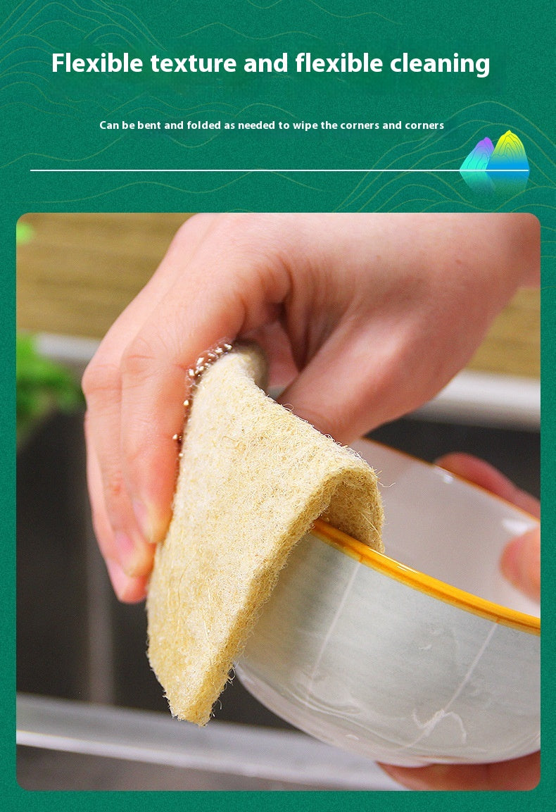 Microfiber Coconut Palm Brush Bowl Cleaning Cloth 0.8-0.9cm Thick Sisal Scouring Pad Dish Towel for Kitchen Household Use