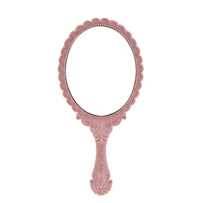 Hold Beauty—Frame Grace Vintage Handheld Mirror – Elegance in Every Detail Crafted with a sculpted plastic frame