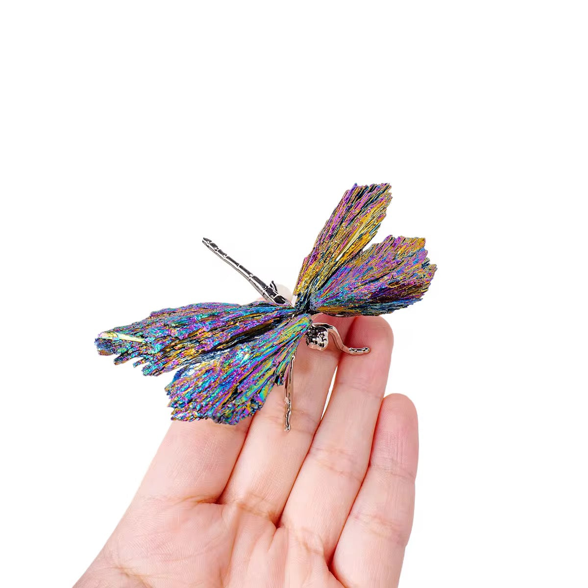 Dragonfly Decor Statue Natural Electroplated Blue Colorful Tourmaline Dragonfly Ornament Gift for Women Collection Natural Home Decor Healing Crystal Blue Dragonfly, Gift for Women, Great Gift 3 PCE