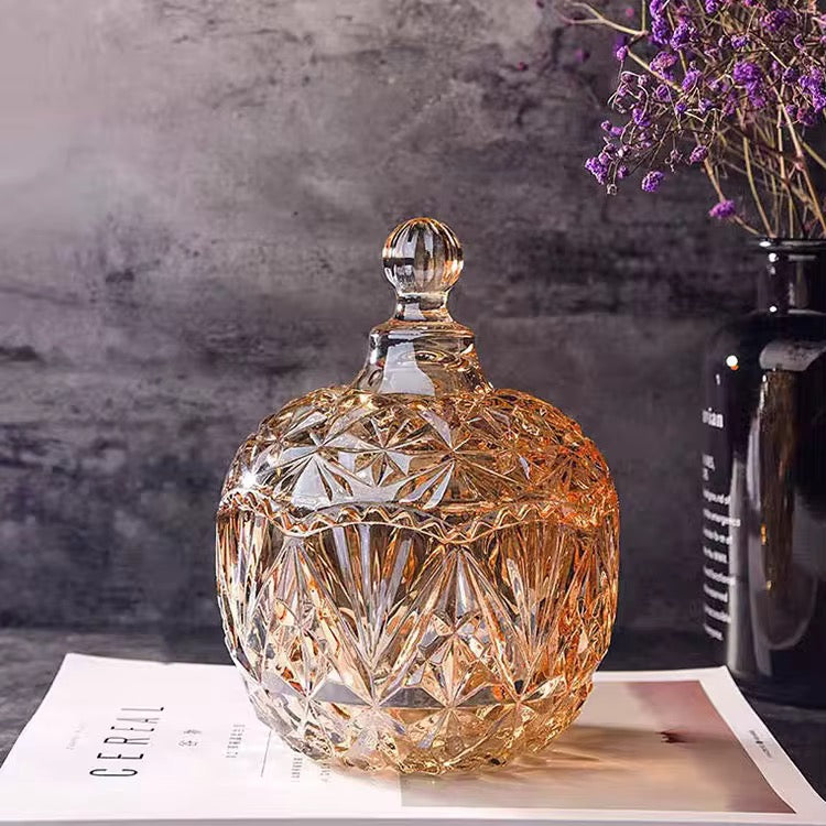 ✨ Luxury Amber Iridescent Crystal Candle Jar “Where Light Meets Luxury.”