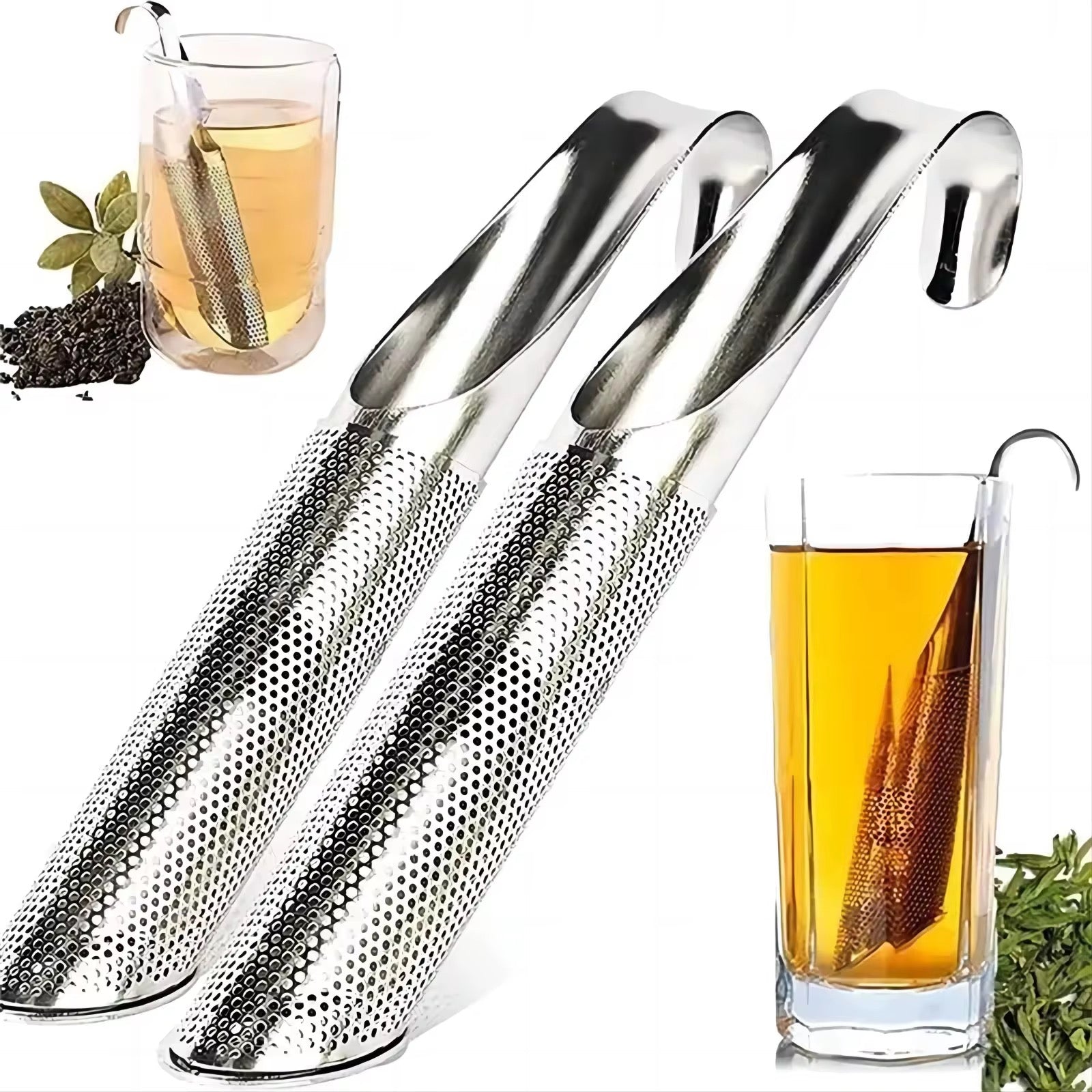 Kitchen Accessories Tea Strainer Amazing 304 Stainless Steel Tea Infuser with Long Handle Reusable Loose Leaf Tea Steeper Pipe Design Touch Feel Holder Tool Tea Spoon Infuser Filter