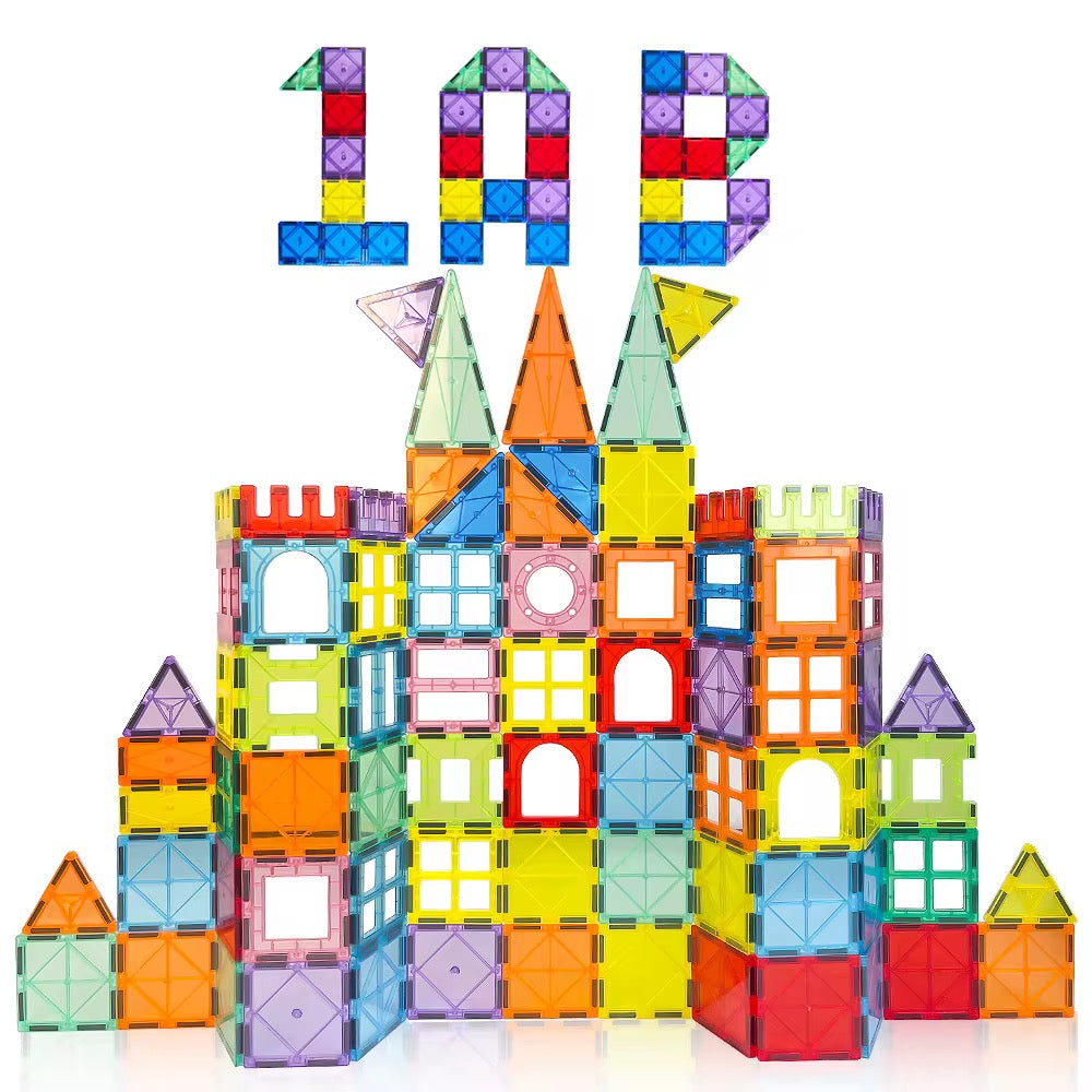 Magnetic Tiles Toys for Kids Preschool Learning, Magnetic Blocks Sensory Montessori Toys Set All Pieces, Ideal Educational Construction Gifts for 2+ Year Old Boys and Girls 32PCS