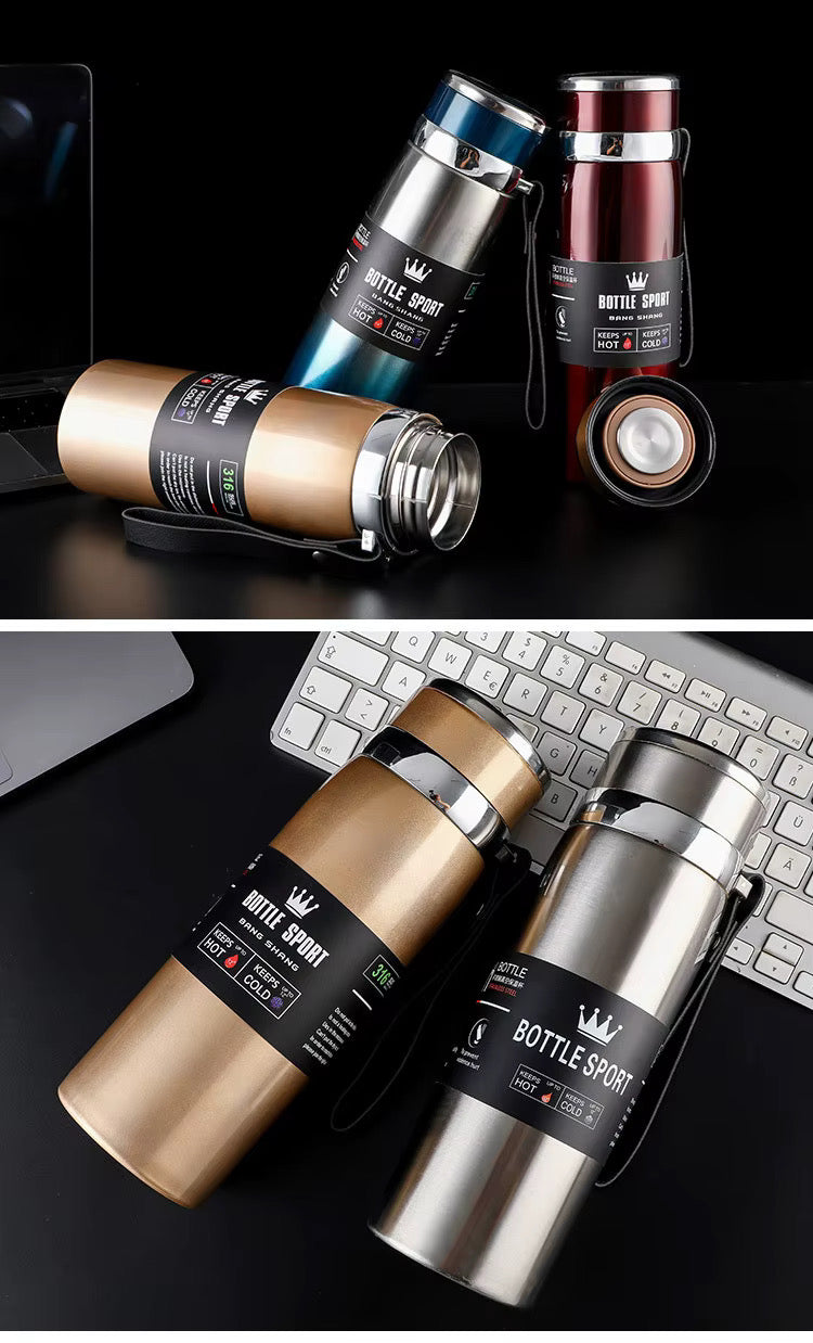 BPA-Free Vacuum Thermos Flask with Tea Infuser and Anti-Slip Base, blending elegance, practicality, and cultural resonance