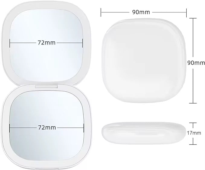 LumiÉlan™ DualGlow Compact Mirror – Precision Meets Elegance LED Makeup Mirror Light Double-Sided Folding Square Pocket Portable