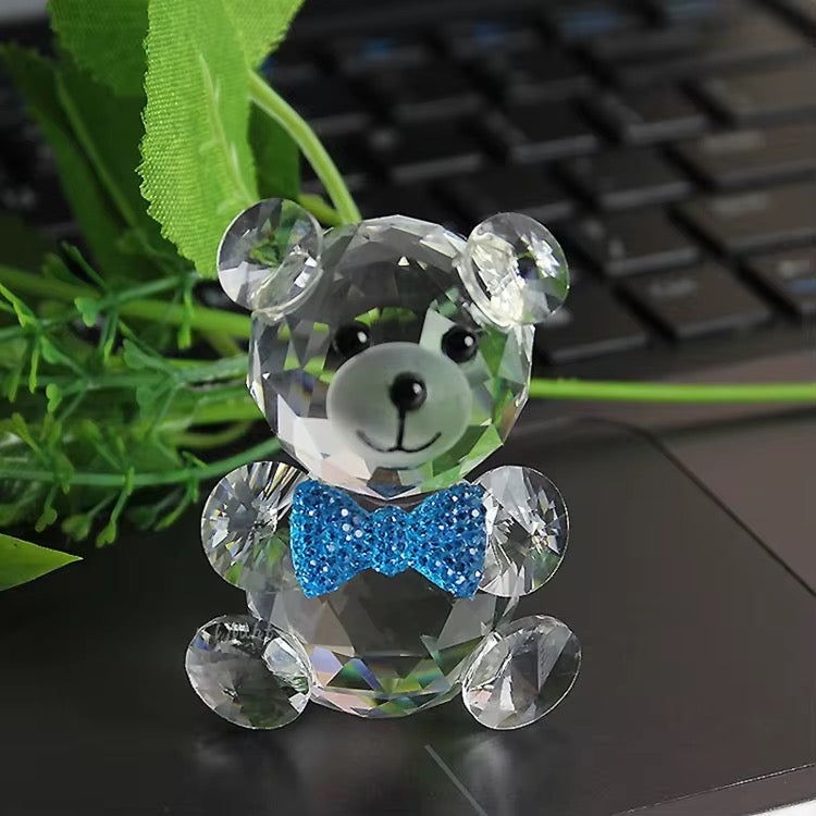 Crystal Antique Beautiful Glass Teddy Bear Statue, Panda Statue with Red Love Shape Heart Ornament for Wife, Son and Girlfriend, Boys Girls Wedding Birthday Baby Gift Baby Shower Souvnir Animal Crafts