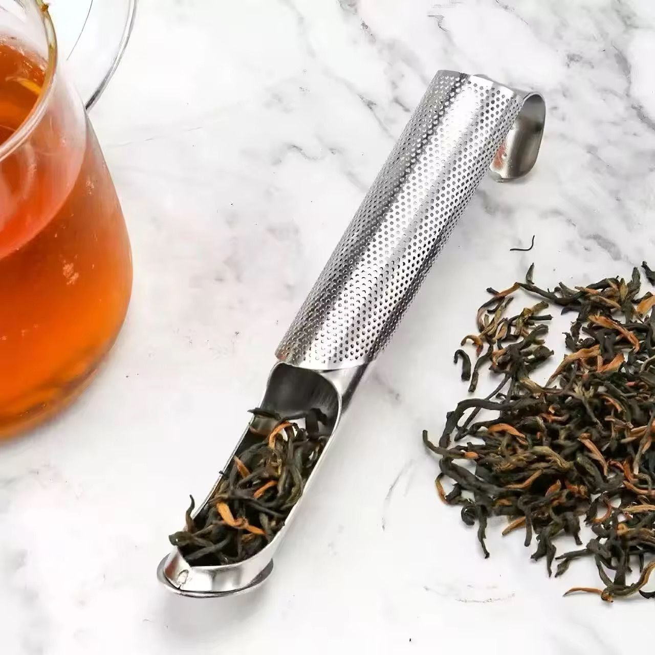Kitchen Accessories Tea Strainer Amazing 304 Stainless Steel Tea Infuser with Long Handle Reusable Loose Leaf Tea Steeper Pipe Design Touch Feel Holder Tool Tea Spoon Infuser Filter