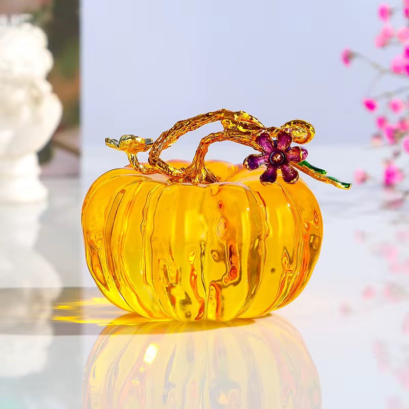 🎃 Crystal Pumpkin Ornament – Handcrafted Elegance for Festive Decor