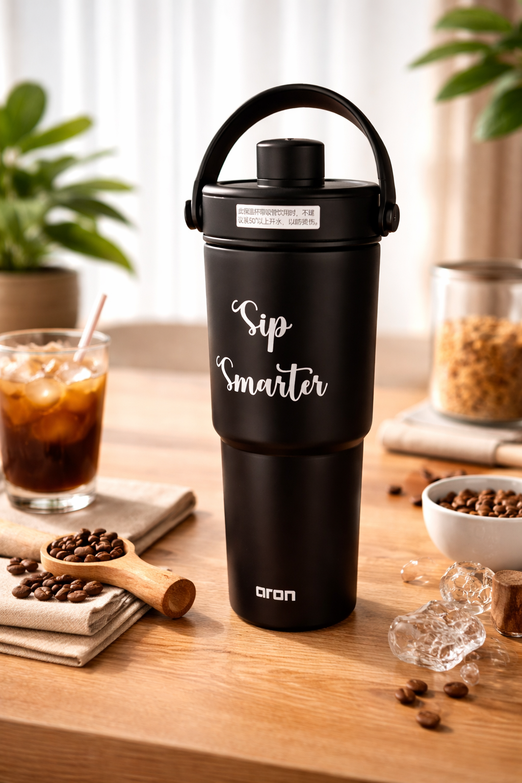 Aron "Sip Smarter" 735ml New Double-Layer Rubber-Coated Car Cup - Premium 304/201 Stainless Steel Insulated Travel Tumbler