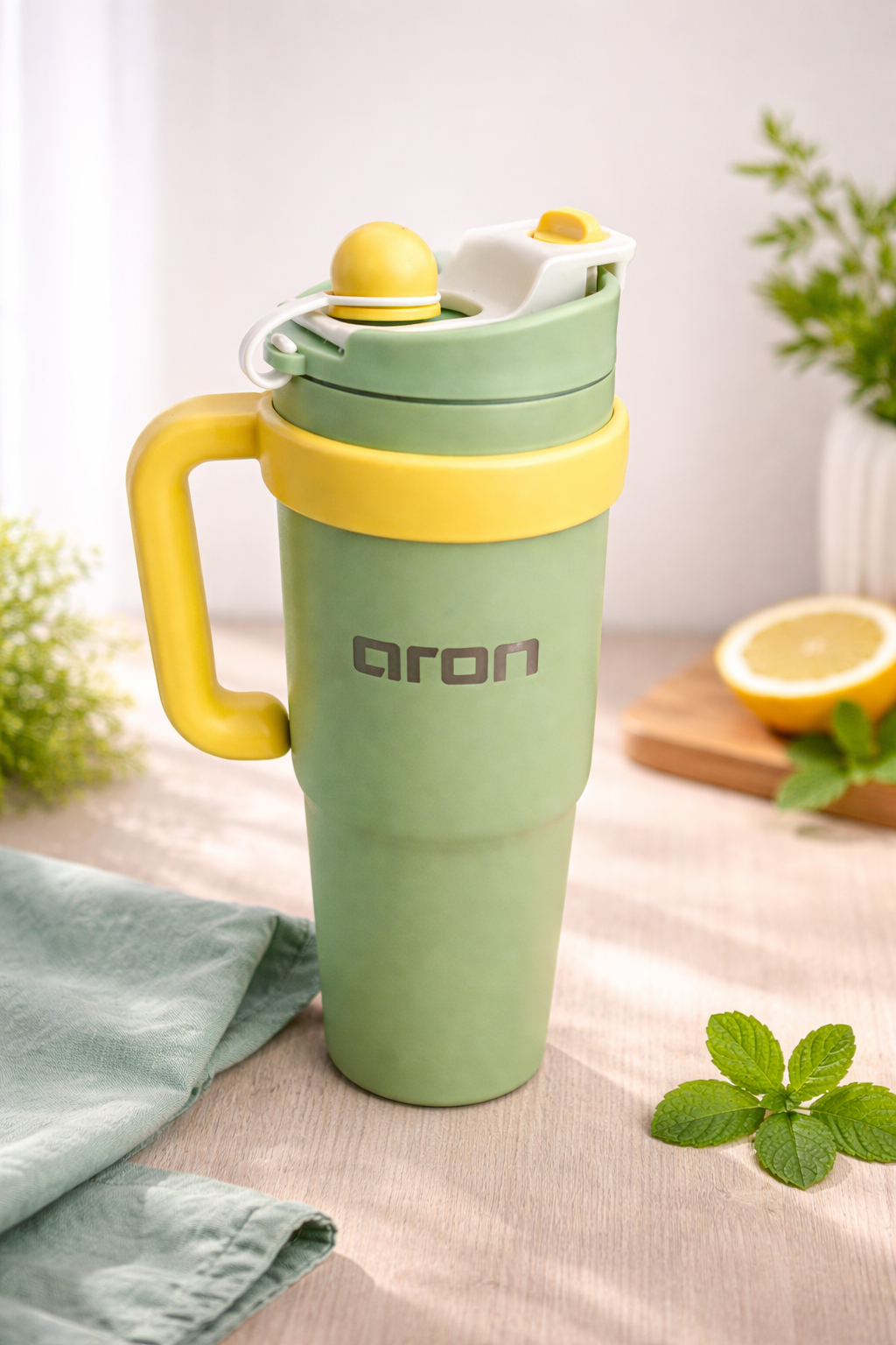 aron Mood Cup 900ml Insulated Stainless Steel Travel Mug with Handle