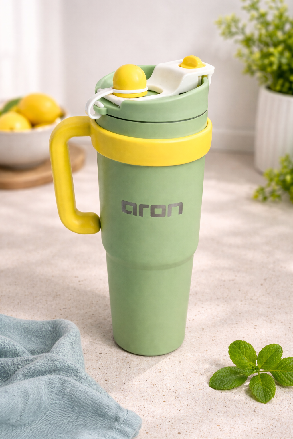 aron Mood Cup 900ml Insulated Stainless Steel Travel Mug with Handle
