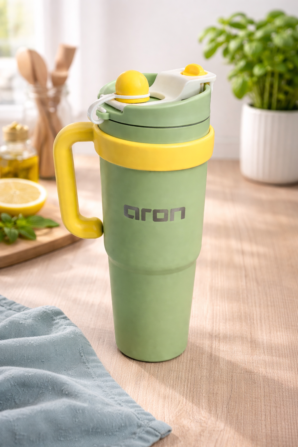 aron Mood Cup 900ml Insulated Stainless Steel Travel Mug with Handle