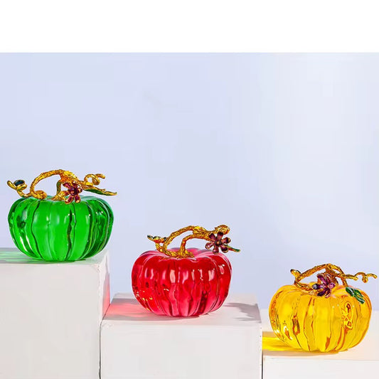 🎃 Crystal Pumpkin Ornament – Handcrafted Elegance for Festive Decor