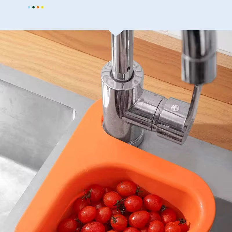 Modern Design Hanging Large Food Garbage Colanders Draining Shelf Organization Accessories Kitchen Sink Drain Non Trace Creative Multifunctional Dry Wet Separator Plastic Vegetable Washing Pool Basket