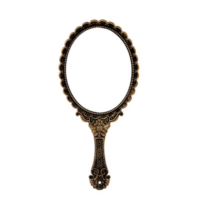 Hold Beauty—Frame Grace Vintage Handheld Mirror – Elegance in Every Detail Crafted with a sculpted plastic frame