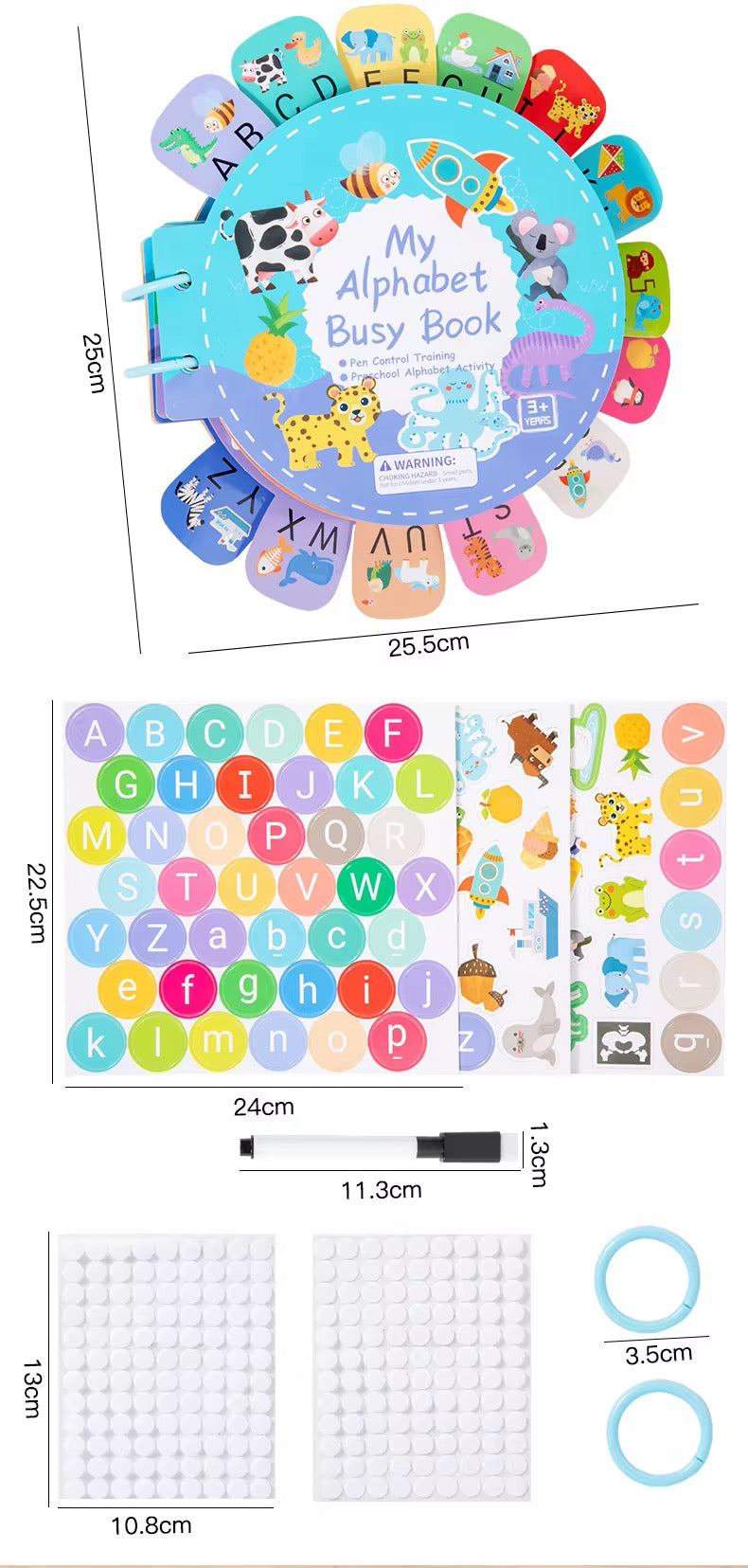Montessori Educational Wooden Toy Children's Alphabet Playful Learning Busy Book Enhances Cognitive Skills for English for Children's Handmade Early Education Puzzle Letters Quiet 26 English Letters