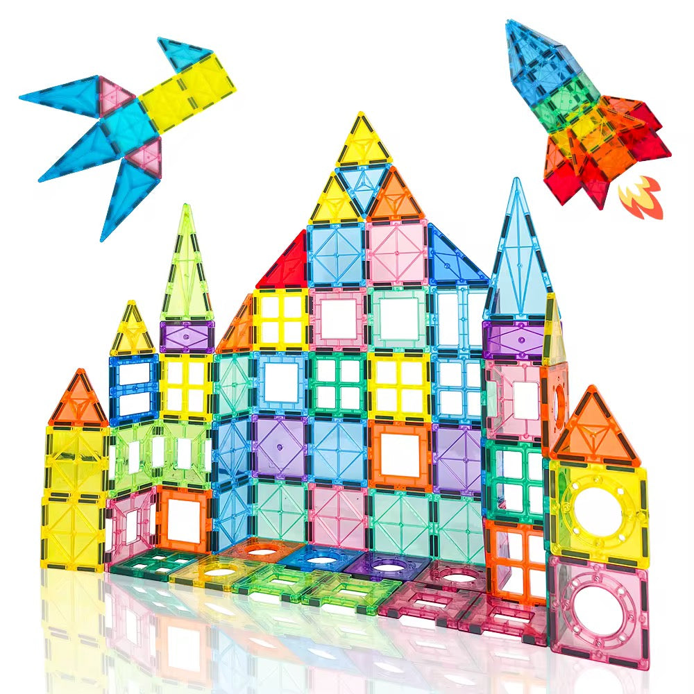 Magnetic Tiles Toys for Kids Preschool Learning, Magnetic Blocks Sensory Montessori Toys Set All Pieces, Ideal Educational Construction Gifts for 2+ Year Old Boys and Girls 32PCS