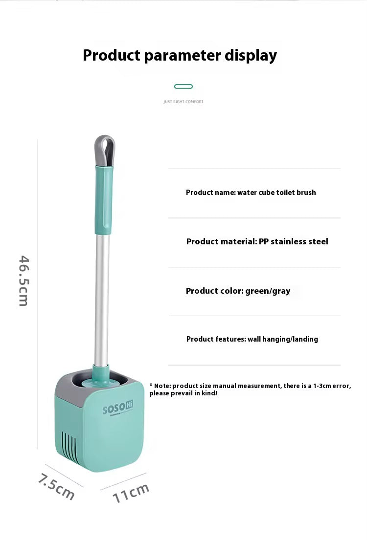 Toilet Brush, Silicone Toilet Bowl Brushes and Holder for Bathroom, Compact Flexible Toilet Cleaner Brush with Ventilated Drying Holder, Wall Mounted/Floor Standing Gray/Green–Long Non-Slip Handle