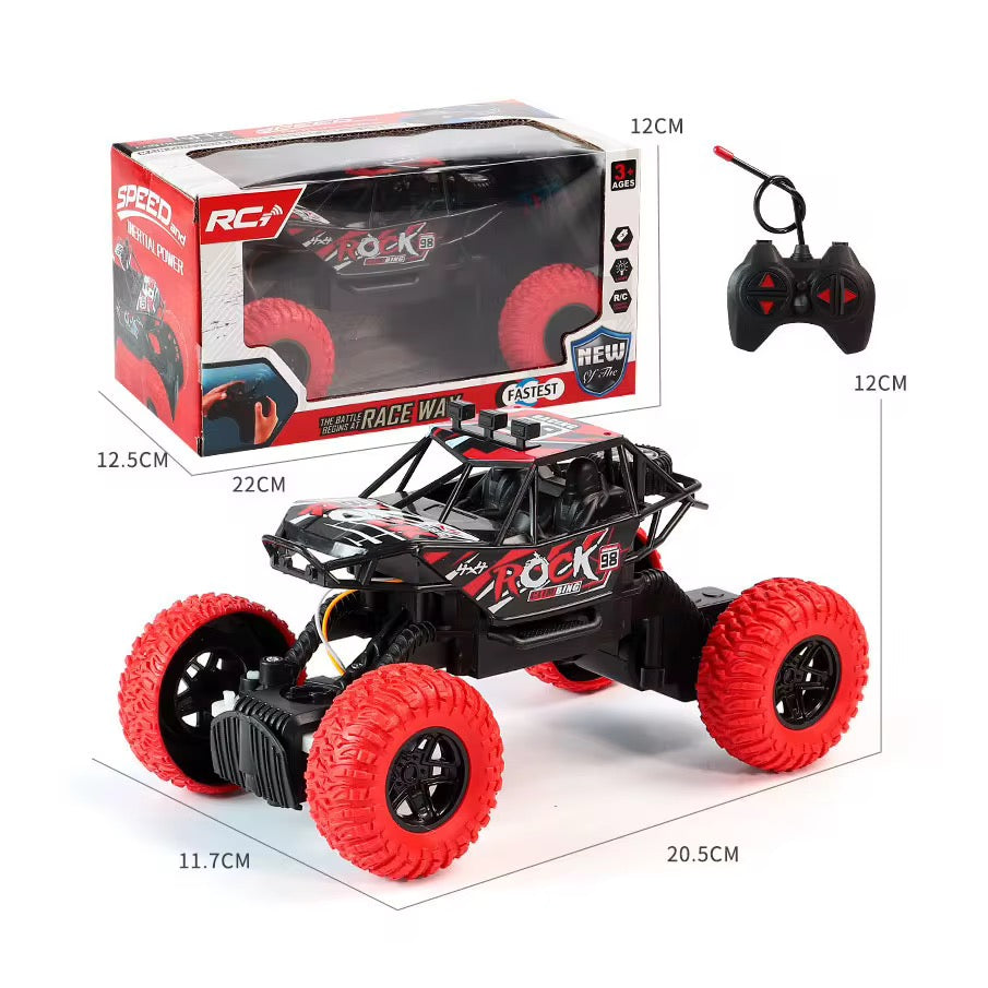 RC Racing 4WD Electric Remote Control Drift Toy RC Off-Road Car, Electric Drift Monster Truck with Large Red Wheels, Kids RC Vehicle Toy