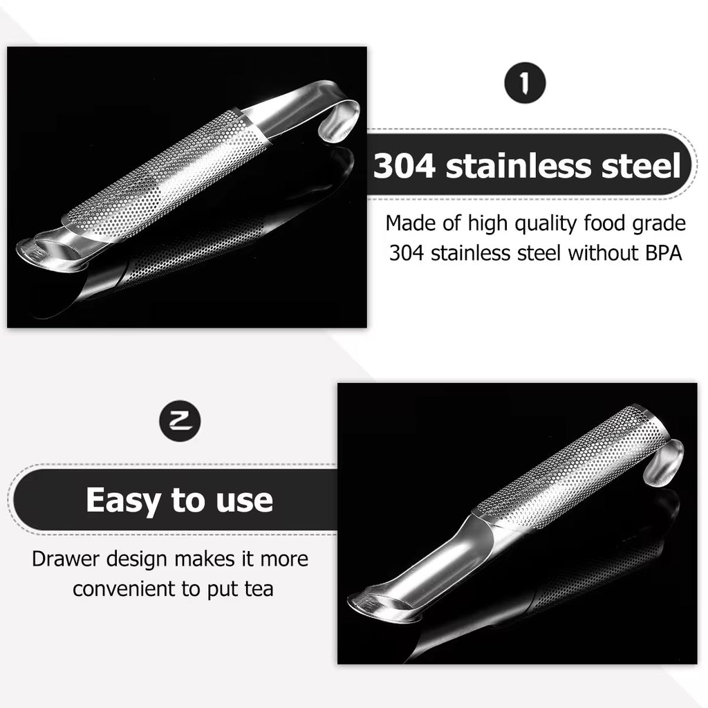 Kitchen Accessories Tea Strainer Amazing 304 Stainless Steel Tea Infuser with Long Handle Reusable Loose Leaf Tea Steeper Pipe Design Touch Feel Holder Tool Tea Spoon Infuser Filter