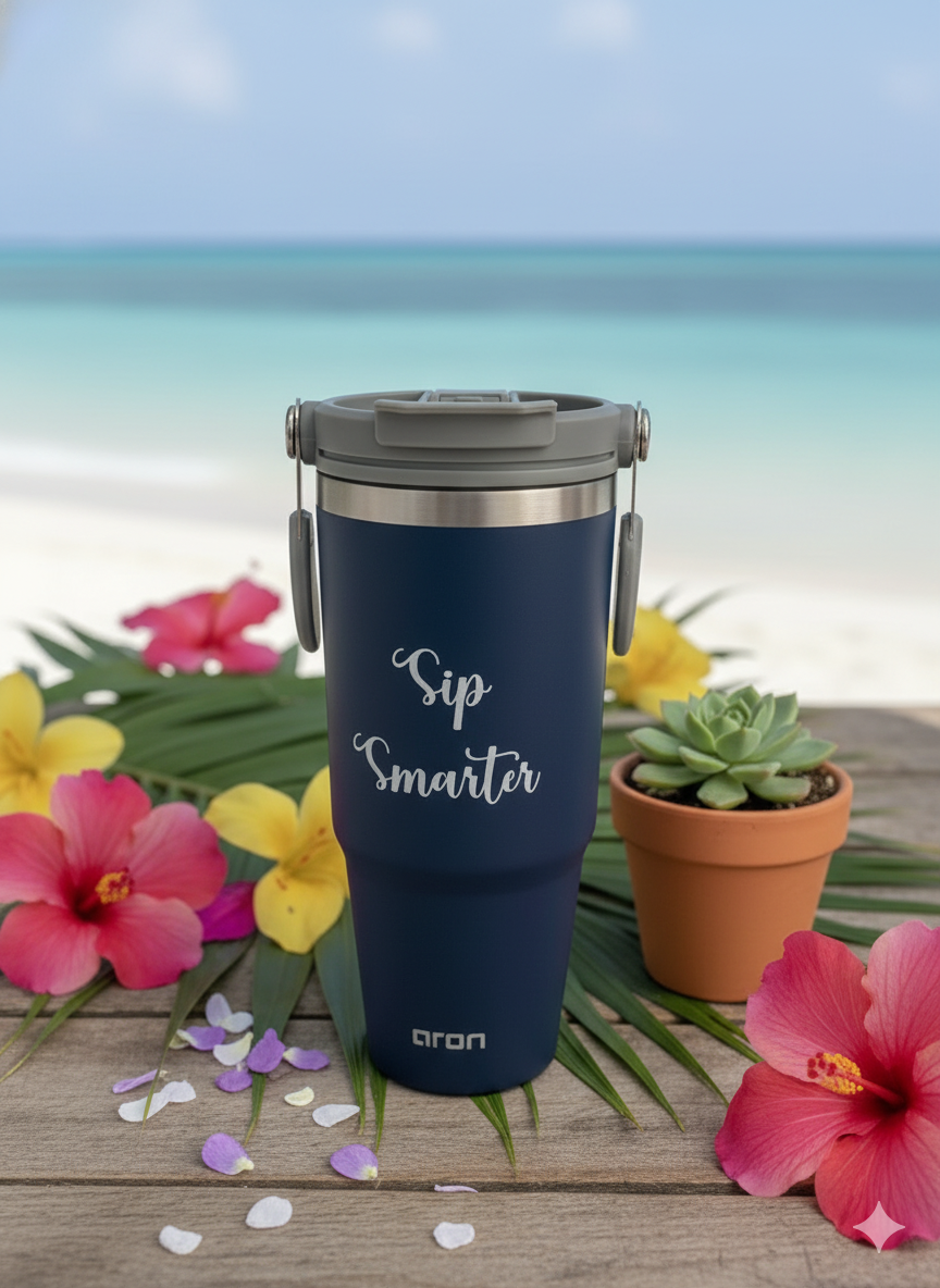 Aron "Sip Smarter" 600ml New Silicone-Wrapped Double-Use Car Cup - Premium 304/201 Stainless Steel Insulated Tumbler for Hot & Cold Beverages