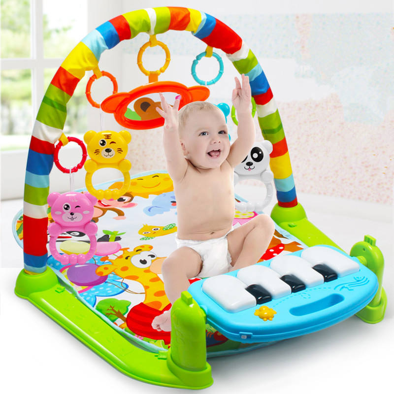 Multi-Functional Activity Fitness Sleeping Infants & Toddlers Baby Playmat Glow and Grow Kick & Play Piano Gym, Blue Musical Learning Toy with Developmental Activities for Newborns Babies 0+ Months