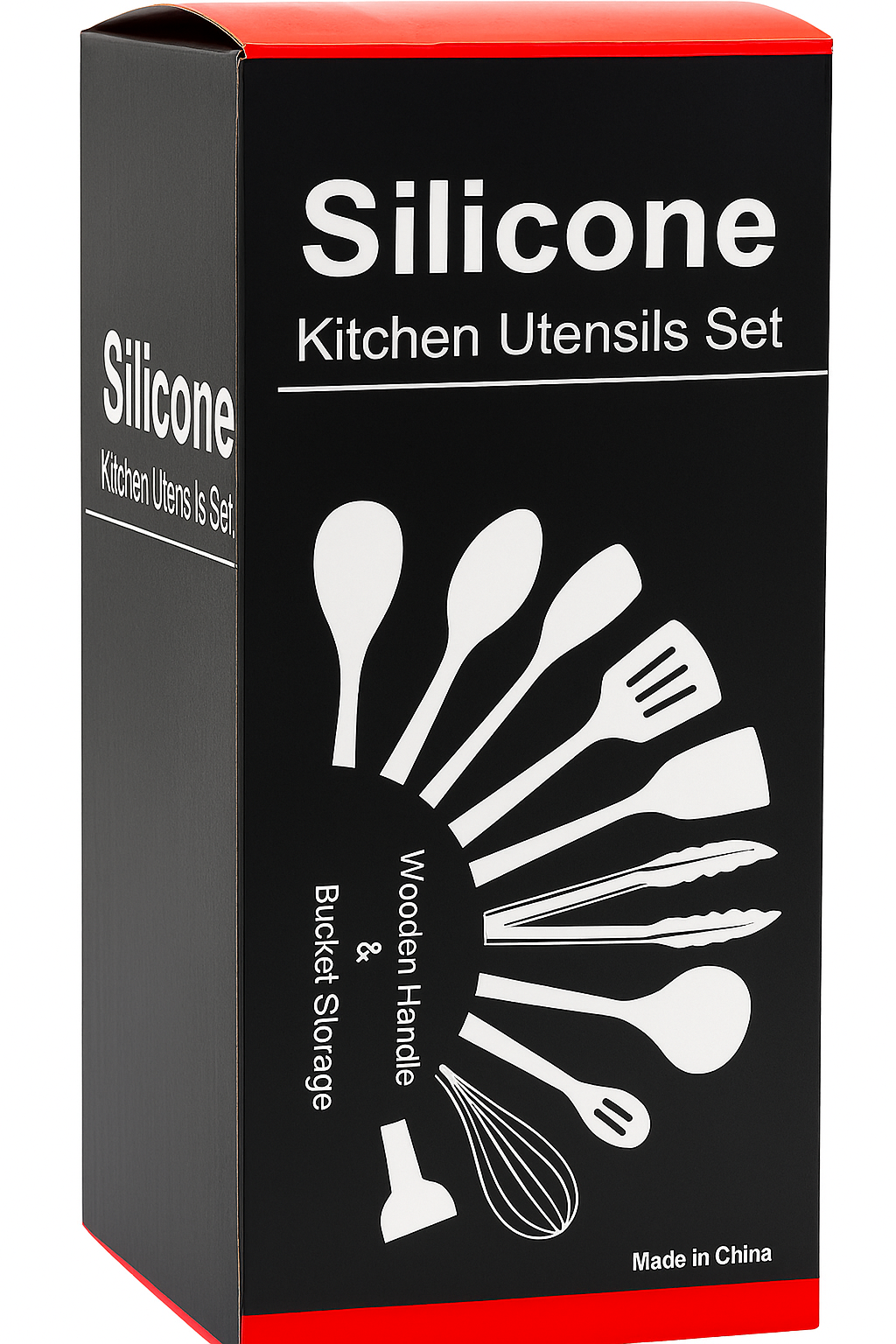 12-Piece Compact Silicone Kitchen Utensil Set With Wooden Handles & Storage Bucket– BPA-Free, Heat Resistant  Silicone cooking Tools, Non-Stick, Eco Friendly– Ideal for Small Kitchens & Gifting.