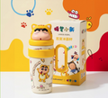 Premium Aron "Daily Ice Champion" 800ml Large Capacity 316/304 Stainless Steel Vacuum Flask with Shin-chan Cat Theme - Kids & Adults Kawaii Water Bottle