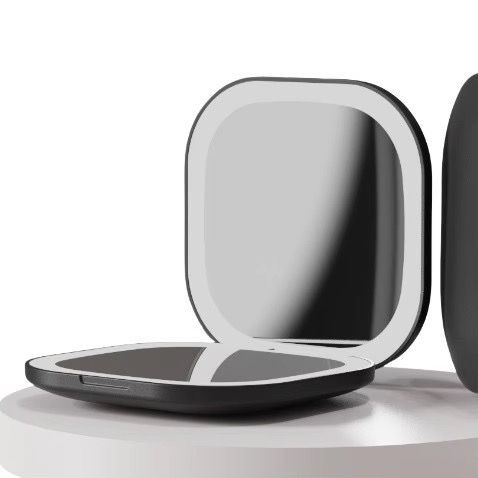 LumiÉlan™ DualGlow Compact Mirror – Precision Meets Elegance LED Makeup Mirror Light Double-Sided Folding Square Pocket Portable