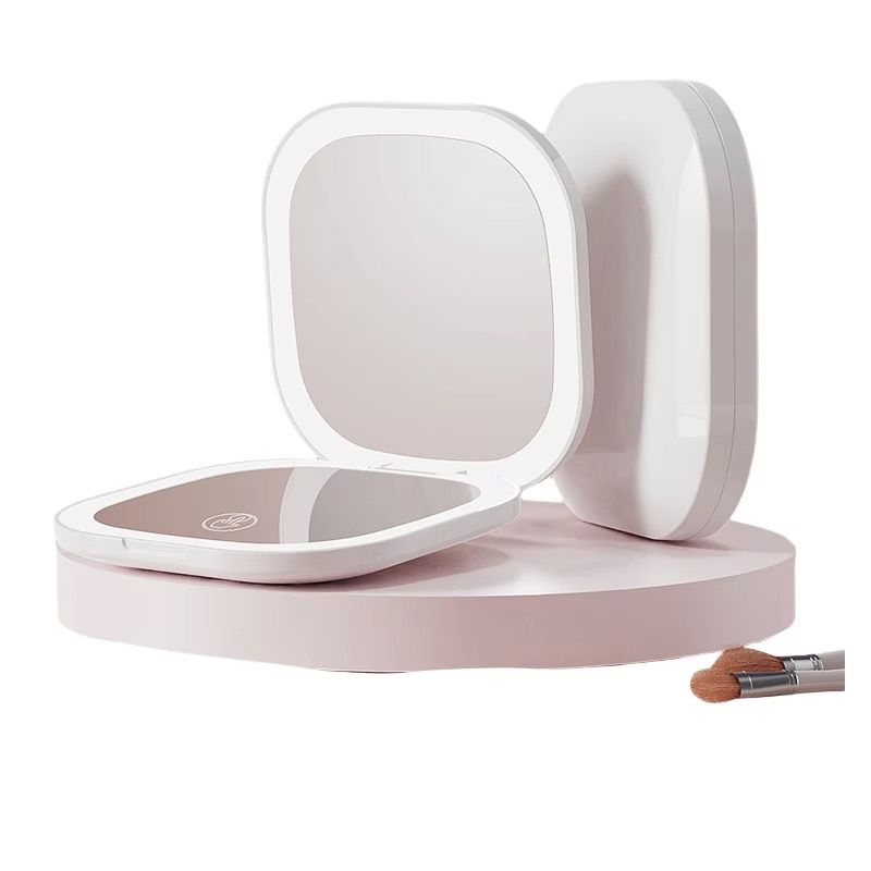 LumiÉlan™ DualGlow Compact Mirror – Precision Meets Elegance LED Makeup Mirror Light Double-Sided Folding Square Pocket Portable