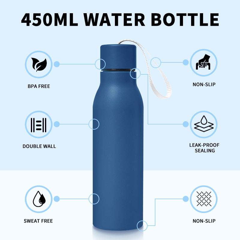 Aron 500ml Insulated Water Bottle, Double Wall Stainless Steel Tumbler, BPA-Free Leak Proof Reusable Drinking Bottle for Hot & Cold Drinks, Non-Slip Sweat-Free Travel Bottle for Gym, Office, Sports