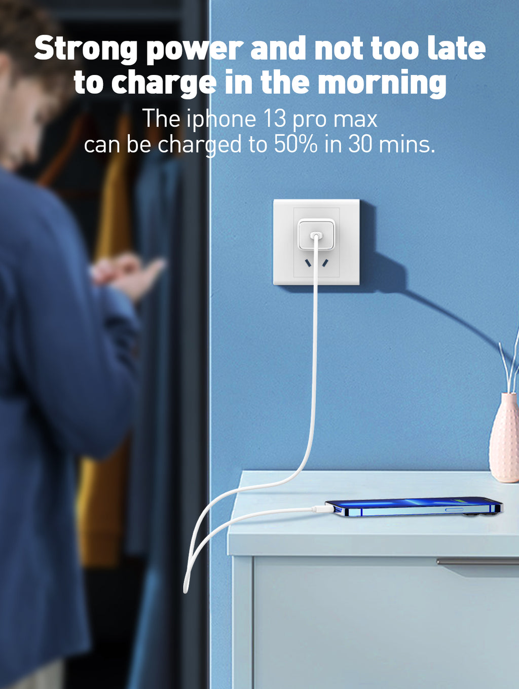 30W PD Fast Charger A1508C With Type-C to Type-C, Type C to Lightning – Support PD3.0 / PPS / QC3.0 / SCP / FCP