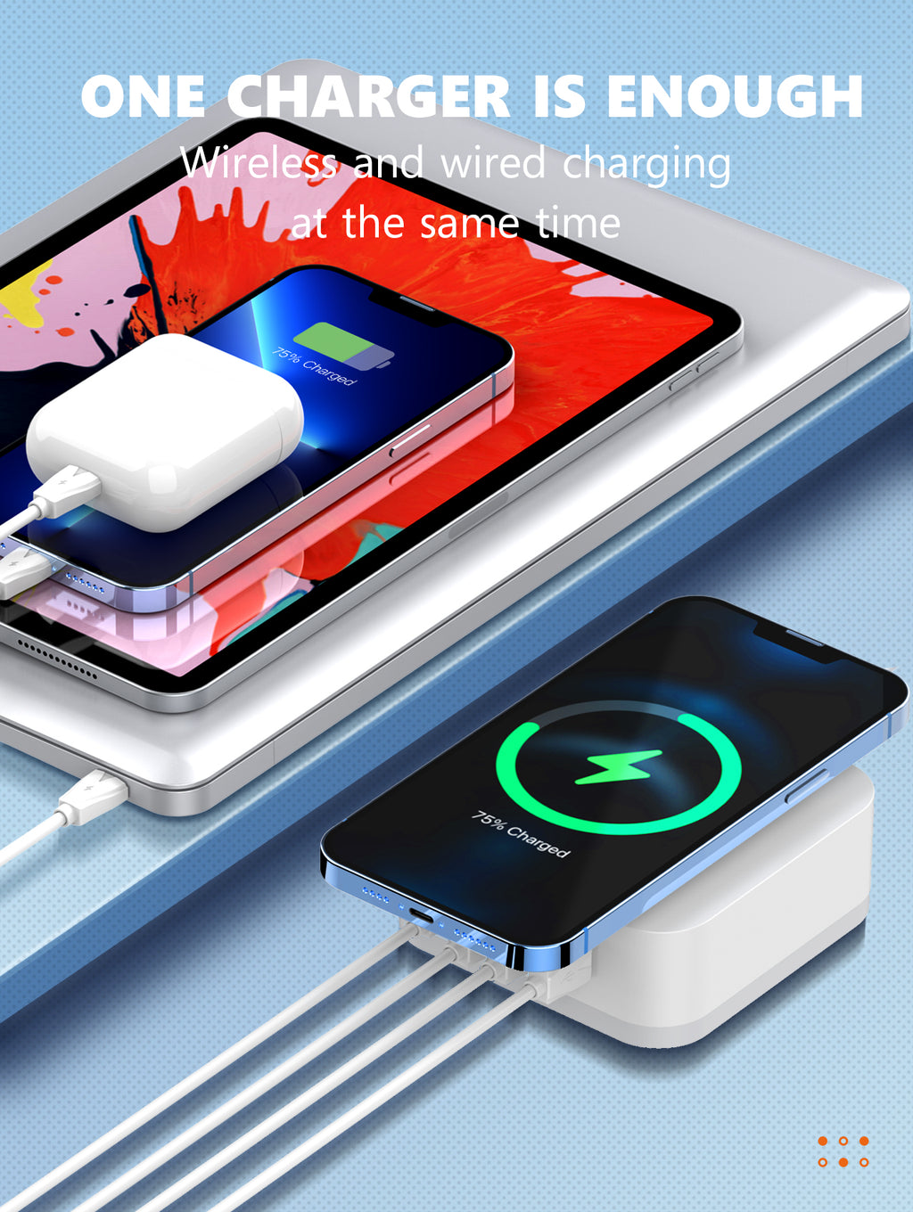 LDNIO 32W Desktop Wireless Charger with QC3.0 & PD 30W Fast Charging - AW004, Multi-Port USB & Wireless Charging Station