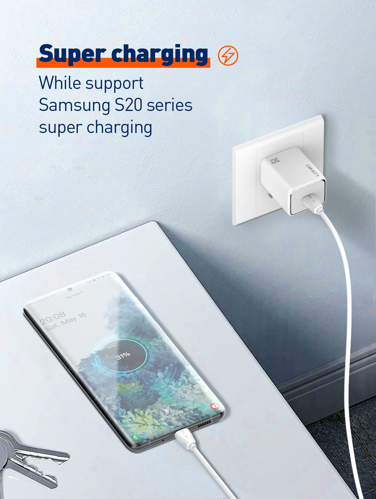 30W PD Fast Charger A1508C With Type-C to Type-C, Type C to Lightning – Support PD3.0 / PPS / QC3.0 / SCP / FCP