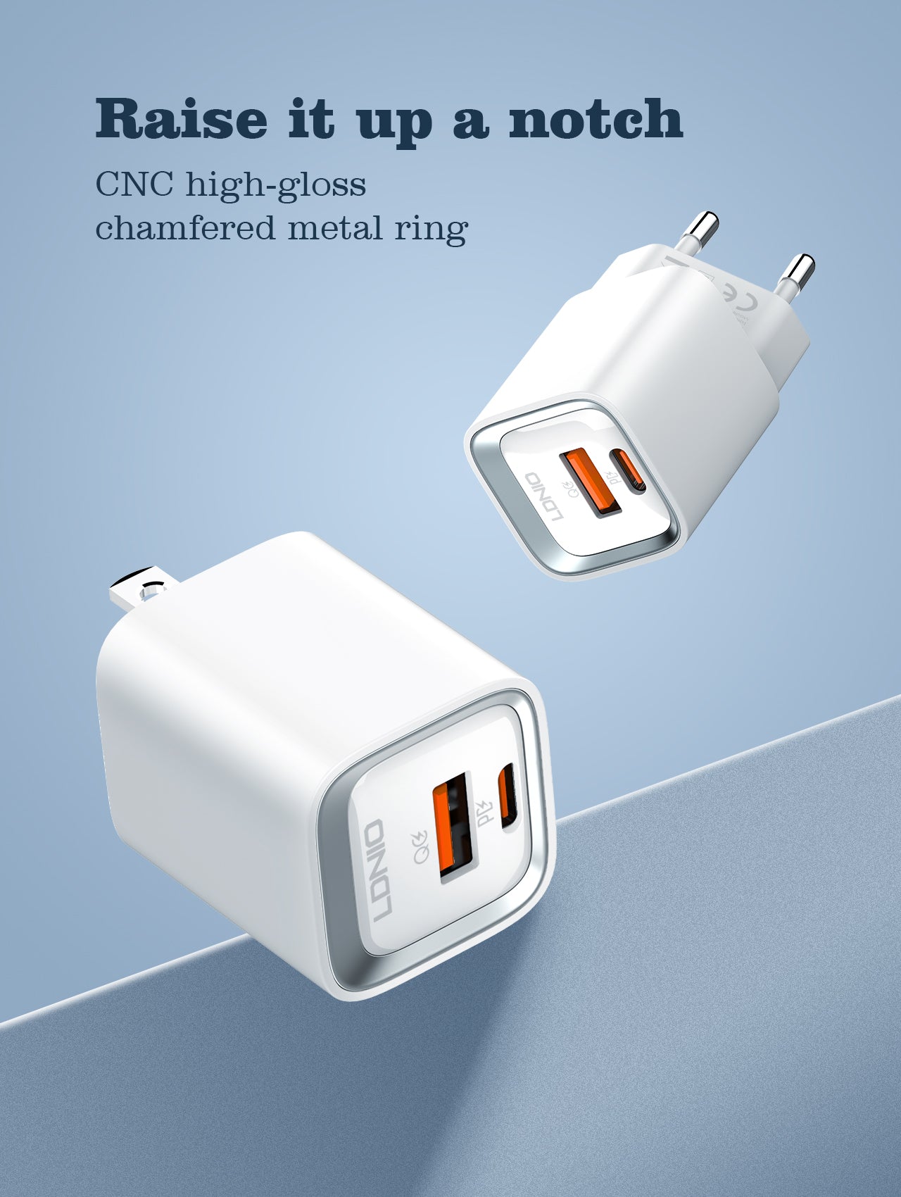LDNIO 20W Dual Port Fast Charger with PD & QC3.0 Support – White USB-C & USB-A Wall Adapte