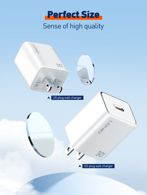 30W PD Fast Charger A1508C With Type-C to Type-C, Type C to Lightning – Support PD3.0 / PPS / QC3.0 / SCP / FCP